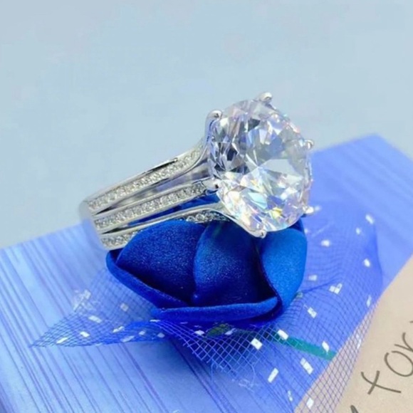 🔥10CT Certified TW Diamond💎Excellent Cut Engagement Ring💍 Size 6.5 - Picture 14 of 16